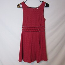 Free People Skater Dress Tibeten Red Daisy Floral Laser Cut  Womens 4