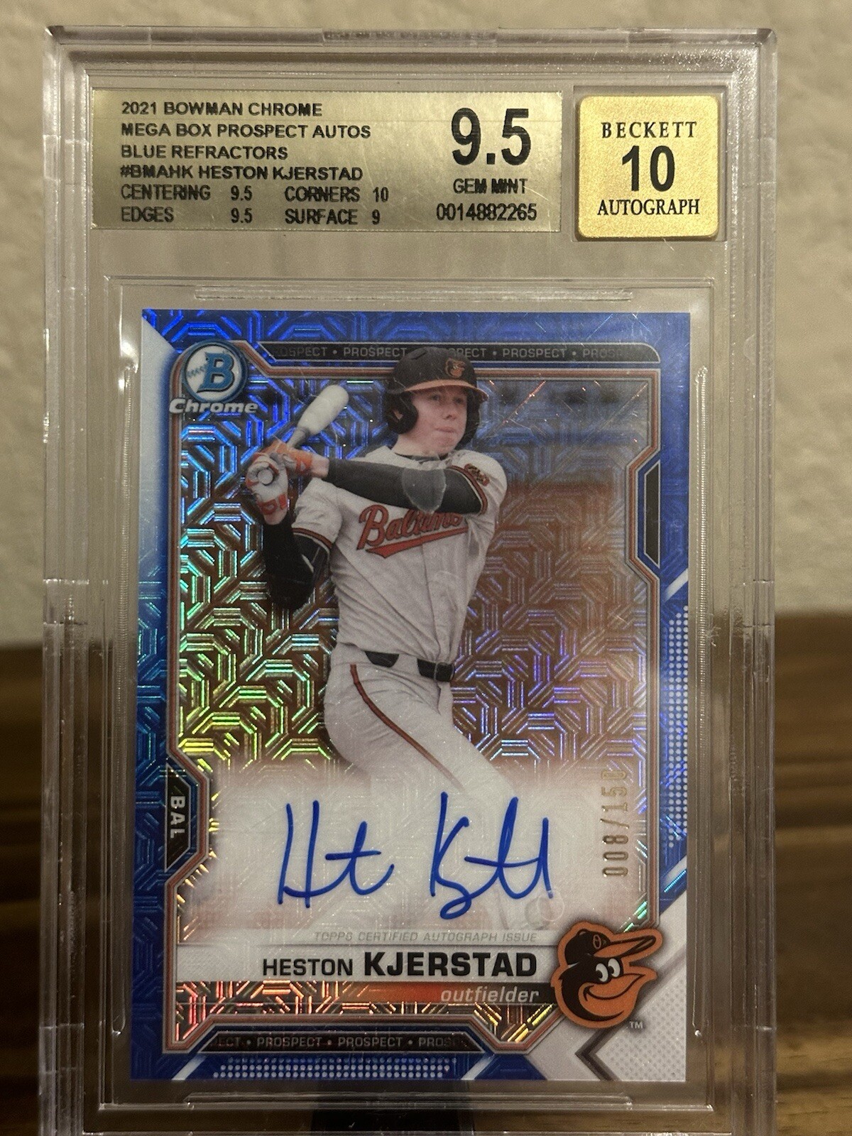 2021 Bowman Chrome Mega Box Prospect Auto Blue Heston Kjerstad /150