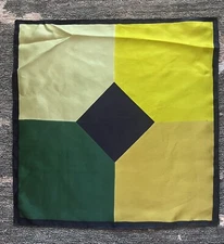 ASHEAR Vintage Designer Green Silk Scarf 18" Square Pocket Hankie