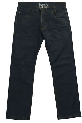 Bench Herren Jeans Hose W34 L32 34/32 blau dunkelblau dark denim gerade Coated