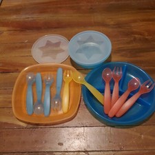 Take  Toss Baby Spoons, Forks , Plates And Bowl With Extra Lid