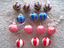 14 Vntg Satin Thread Styrofoam 2.5" Ball Christmas Ornaments Purple Pink REDUCED
