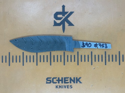 Creekside Drop Point Damascus Steel Knife Blade Knife Supply Blank HT#753