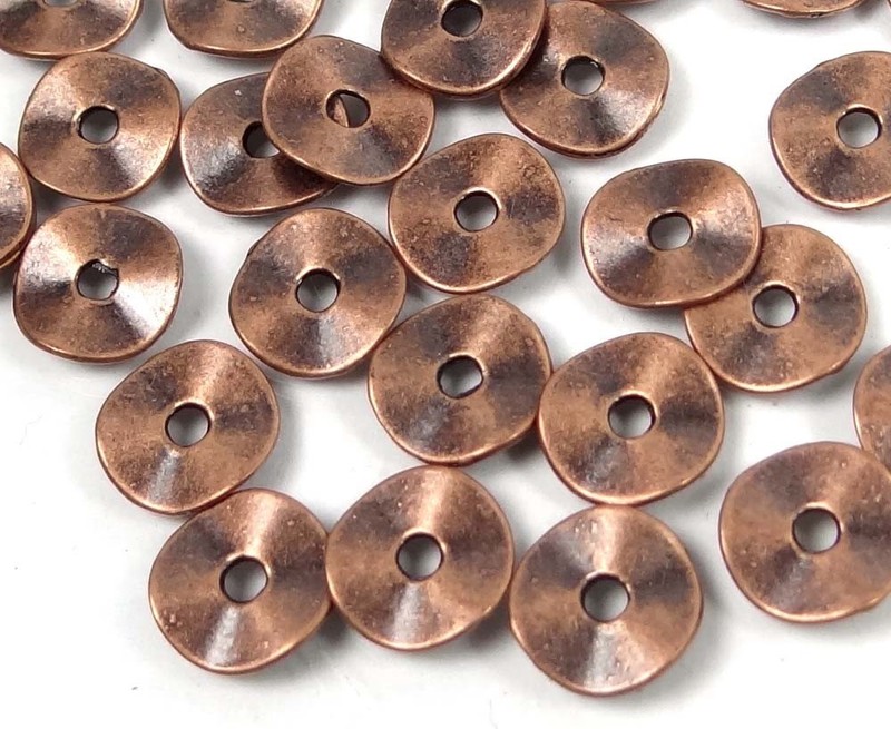 50 Antique Copper Pewter Washers Spacer Wavy beads 9mm 
