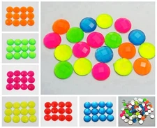 100 Neon Color Flatback Acrylic Round Rhinestone Gems 10mm No Hole Pick Color