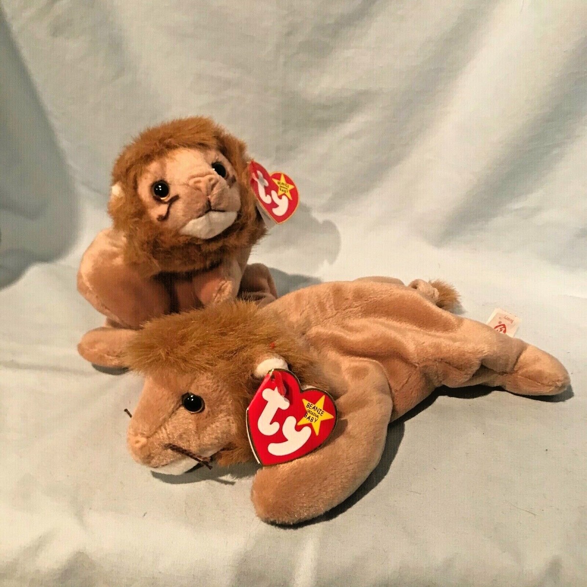 Roary Lion Lot of 2 Ty Beanie Babies #4069 9' 1996 PE Retired