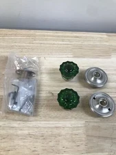 Nostalgic Warehouse Rope Solid Brass Privacy Knob Set with Emerald Crystal Knob 