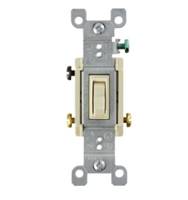  (Set of 8) Leviton 1453-2A 15 Amp Almond Single Pole Toggle Switch Grounding