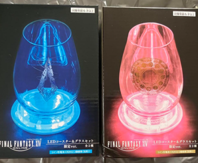 Final Fantasy XIV LED Coaster Glass Set Pink & Blue set Square