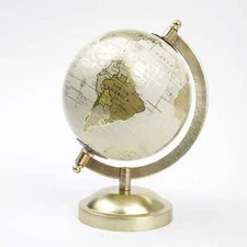 Mainstays Cream and Gold 5.75" x 8" x 5" Tabletop Decorative Globe