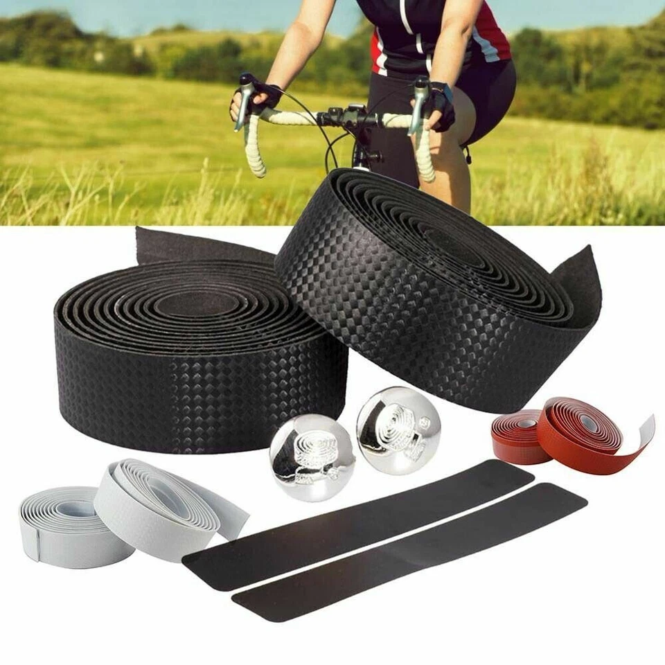 2PCs Cycling Road Bike Bicycle Handlebar Tape Rubber Handle Bar Wrap Non-slip - Image 2 of 4
