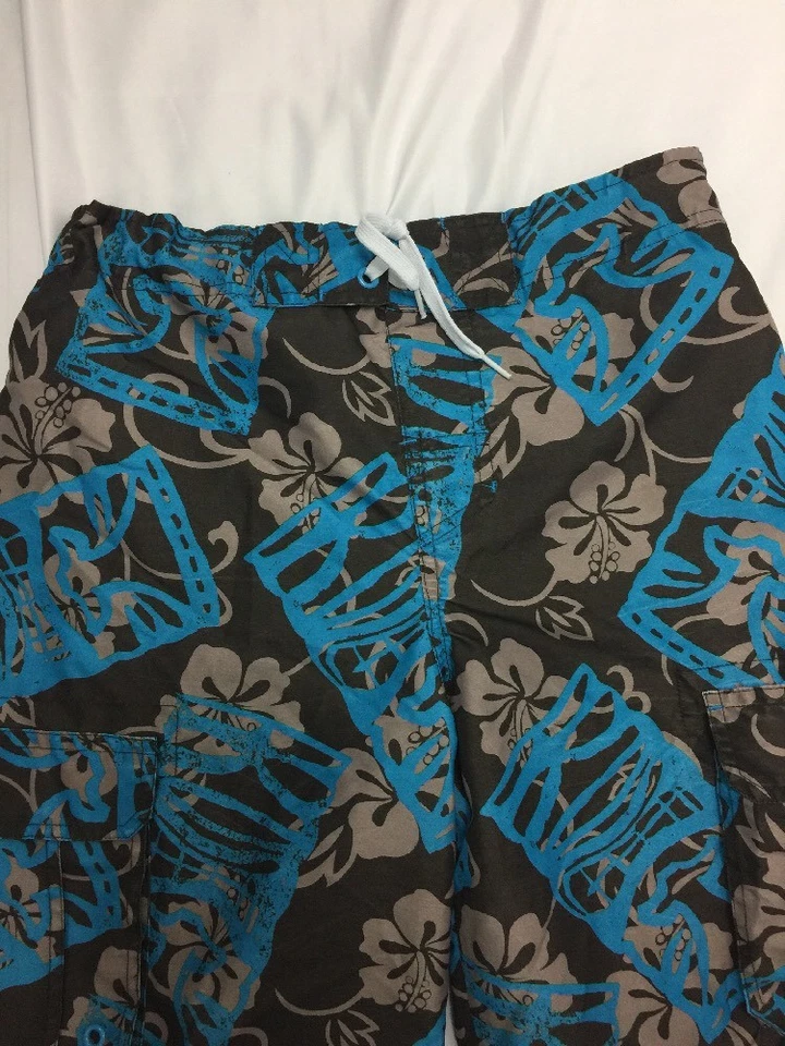 MOSSIMO SUPPLY CO BAÑADOR JOVEN NIÑO GRANDE MARRÓN AZUL ESTAMPADO FLORAL Foto 2 de 4