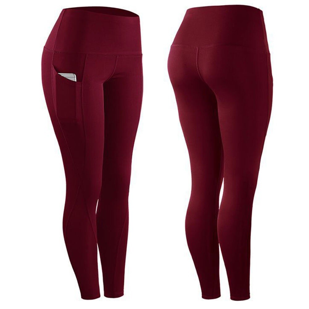 Women High Waist Gym Leggings Pocket Fitness Sports Running Ladies Yoga