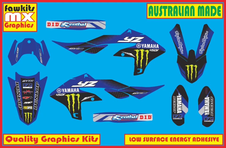 YAMAHA YZ450F YZF 2023-25 MX GRAPHICS KIT STICKER KIT STICKERS DECALS BUBBLE FLO - image 2 of 3