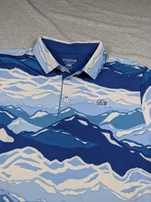 Good Good Golf Polo Shirt Mens Large Blue Mountain Print Performance Stretch