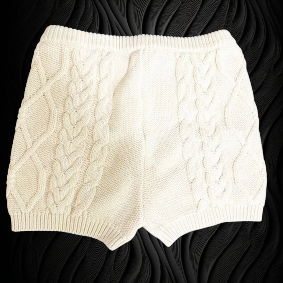 ROSIE ASSOULIN S Ivory Cable Knit Pull On Sweater Shorts Retail $695 - Image 4 of 4