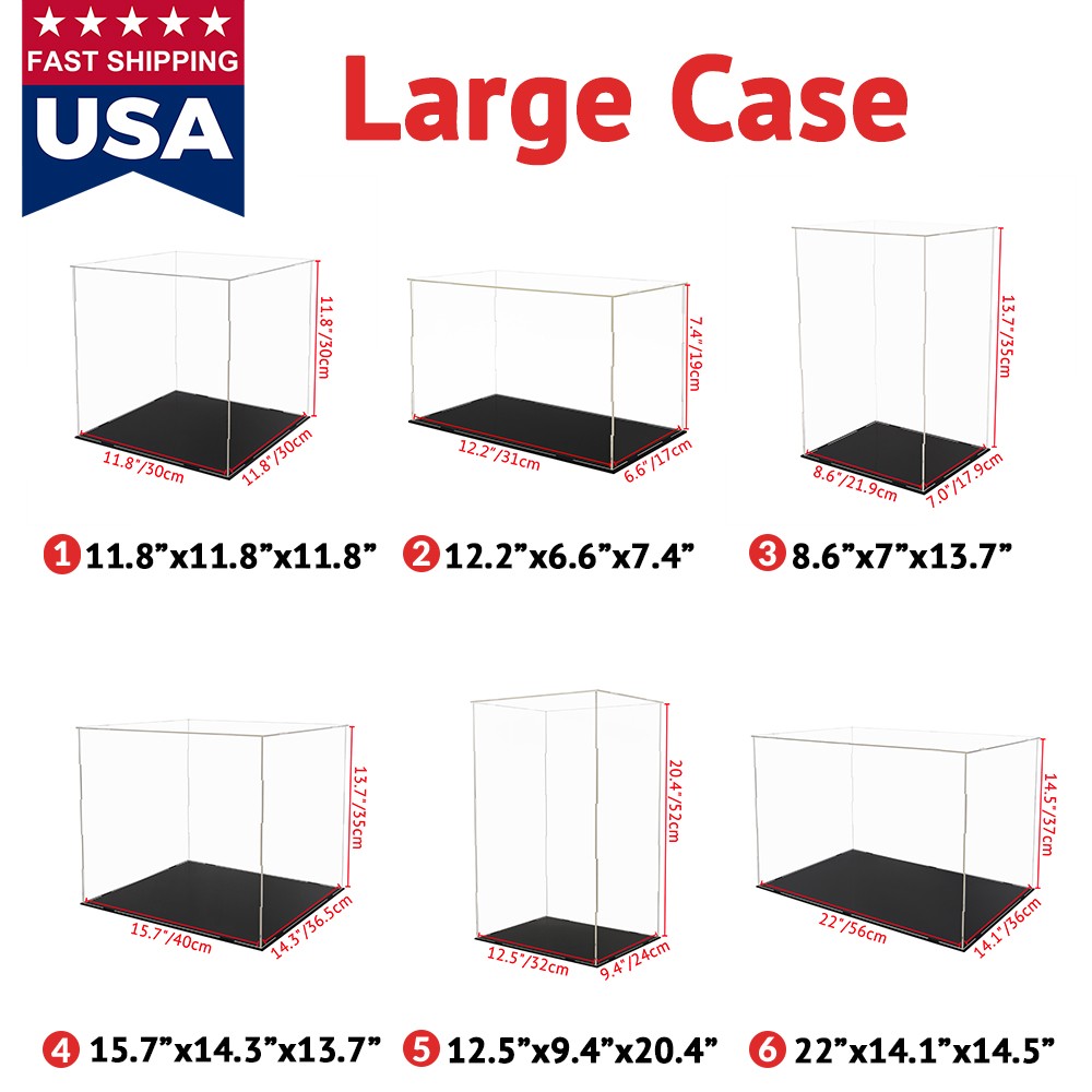 Large Acrylic Display Case Box Collectibles Diecast 1/18 Dustproof Self-Install