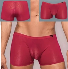 MALE POWER SEAMLESS SLEEK SHORT WINE SHEER POUCH