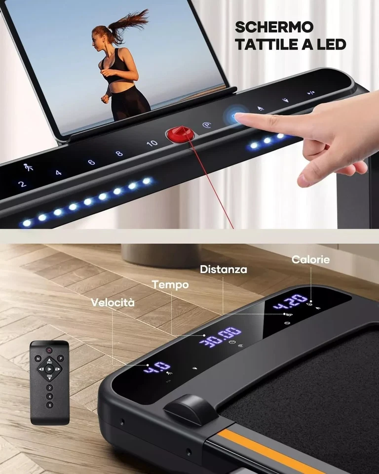 Tapis Roulant Pieghevole Salvaspazio,2 Schermi LCD, Nessuna installazione - Immagine 2 di 4