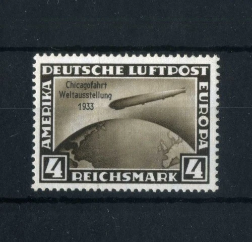 XS- GERMANY 1933 Zeppelin Chicagofahrt 4 Reichsmark Scott C45; Michel 498