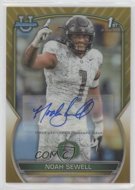 2022 Bowman U Chrome Prospect Gold Refractor 38/50 Noah Sewell #57 Auto 00y3