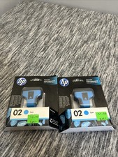 2 HP Genuine 02 Ink Cyan Cartridge Brand New Expired