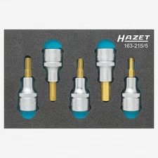 Hazet 163-215/5 1/2" Metric Hex Bit Socket Set, 5 - 10 mm, 5 Pieces