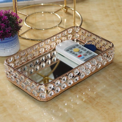 Mirrored Jewelry Storage, Glass Cosmetic Tray, Table, - Picture 4 of 4