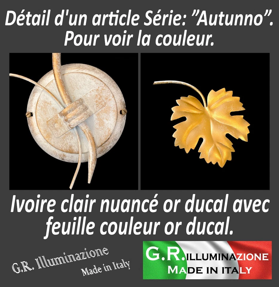 Applique classique ivoire or 1 lumière lampe murale verre au choix AUTUNNO - Photo 2/4