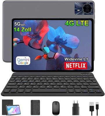 2025 Tablet 24GB RAM 256GB ROM 14Zoll Android15 Tablet 2SIM LTE 5G WiFi PC-Modus