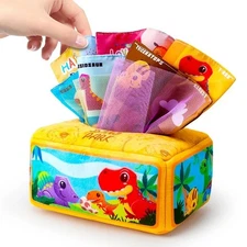 Montessori Baby Magic Tissue Box Toy Sensory Crinkle Cloth Early Educational