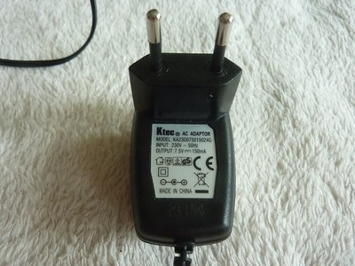 Ktec AC Adaptor Modnr. KA23D075015024G 230V 50Hz-7,5V 150mA