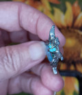 Vintage Owl Pendant Faux Turquoise Green Rhinestone Eyes * Needs Some Love — photo 5