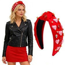 Valentines Red Heart Headband with Rhinestones Heart Headbands Valentine Hair...