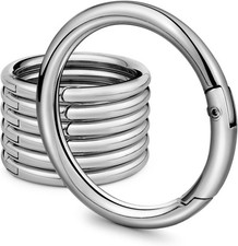 6Pcs Metal Spring O Rings round Carabiner Key Ring Clip for Keychain Buckle, Pur