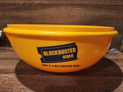 Blockbuster Video Popcorn Bowl Tupperware 90 s Vintage Yellow 12  NO LID