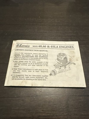 VINTAGE O.S. ENGINE INSTRUCTION BOOKLET LA SERIES ENGINES MAX 40, 46, & 65LA ENG