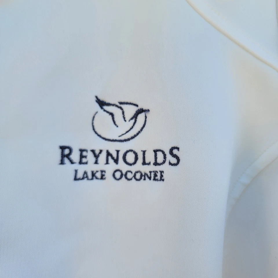 Chaqueta de golf Zero Restriction para mujer talla mediana blanca/azul logotipo cremallera completa Foto 2 de 4