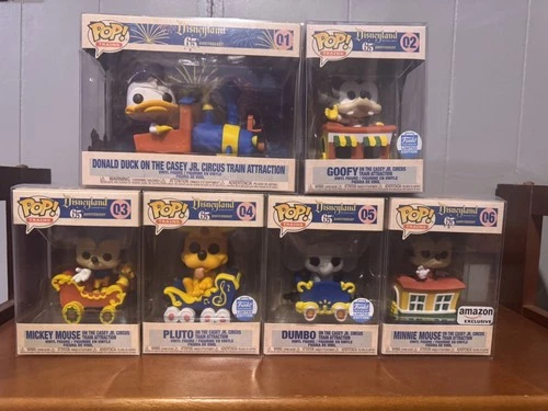 Disneyland 65th Mickey Mouse Train Set Funko Pop complete in protectors
