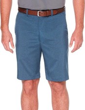 PGA TOUR Men's Flat Front Golf Short with Active Waistband, Navy Heather Size 40