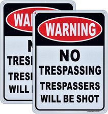 2 Pack No Trespassing Sign Reflective Aluminum Warning Security Notice 10x7 inch