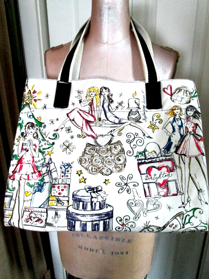 BRIGHTON 购物袋假日购物主题帆布+化妆品使用 1x 完好! — 第 4/4 张图片