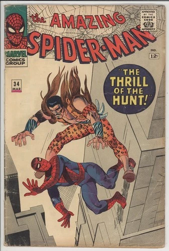 AMAZING SPIDER-MAN  34  VG-/3.5  -  Affordable Silver Age Kraven cover!