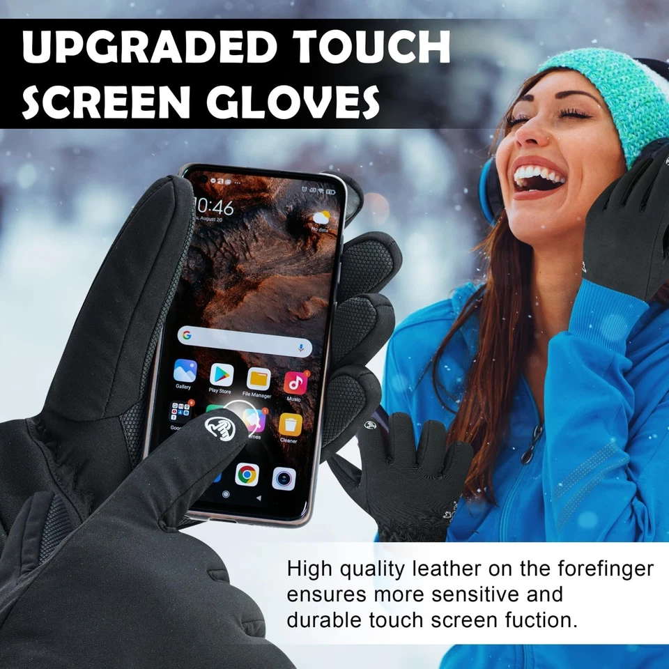 Luvas de inverno impermeáveis para homens e mulheres, à prova de vento, luvas de esqui quentes, touchscr... - Imagem 4 de 4