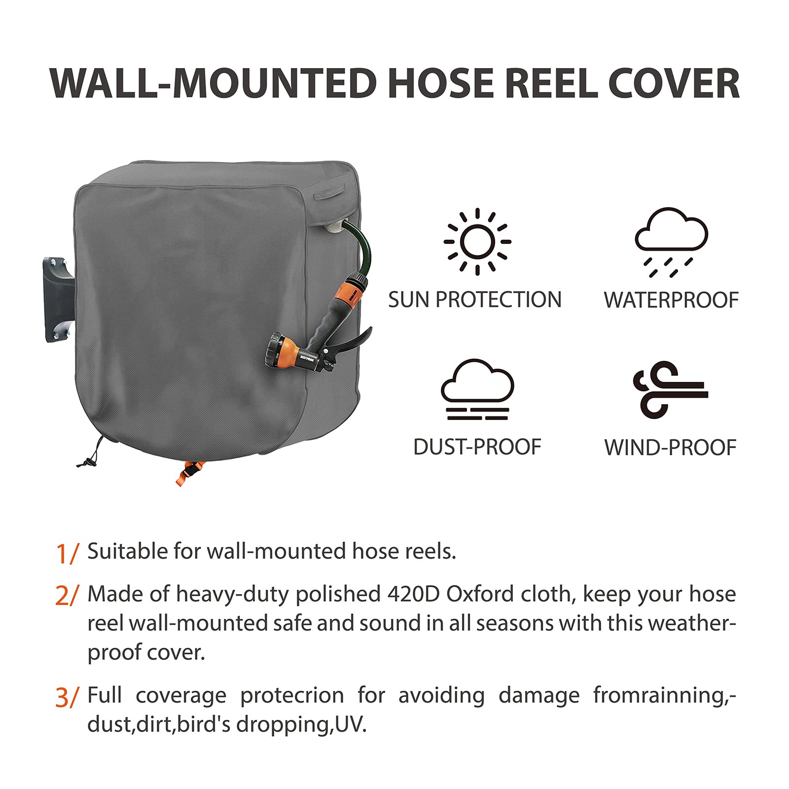 Garden Wall-mounted Hose Reel Cover,Protect Your Retractable Garden Hose Reel...