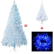 4/5/6/7ft Christmas Tree with Lights Prelit Xmas Artificial Bushy Party Decor UK