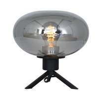 Tischleuchte Wohnzimmer Blendarm Metall Schwarz Rauchgrau H:22 Cm E27 Tischlampe