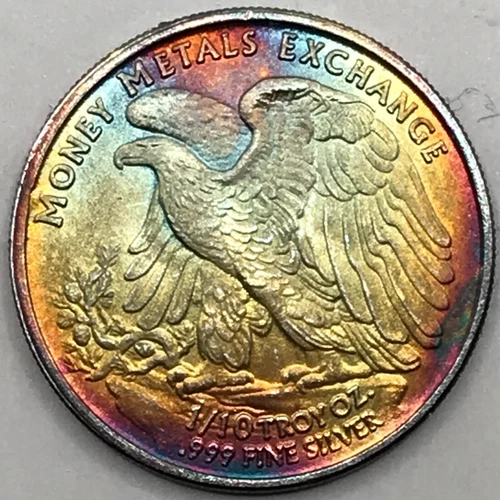 Walking Liberty 1/10 Oz 999 Fine Silver Round Crazy Rainbow Toning!!!!