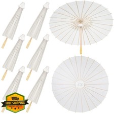 Sadnyy 36 Pack White Paper Umbrellas - 33 Inch Parasol for Crafts