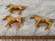 Lot Of 3 Antique large Horses From Western Play Or Civil War Toys Light Brown